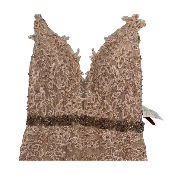 Mac Duggal 79341 Appliqué Sleeveless Plunge Neck Trumpet Gown NWT Blush - Picture 6 of 8